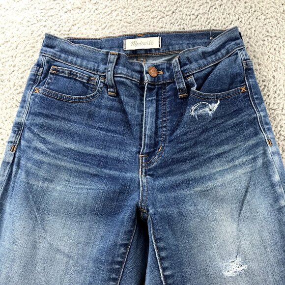 MADEWELL Womens Size 26 Distressed Light Wash ROADTRIPPER Mid Rise Skinny Jeans - Picture 2 of 16
